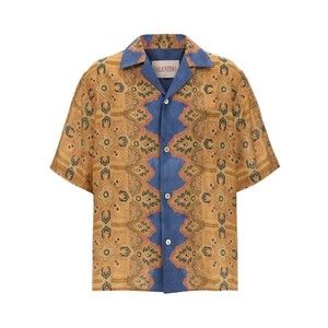 Valentino Garavani Linen Bowling Shirt With Voyage Imaginaire Print - NWT